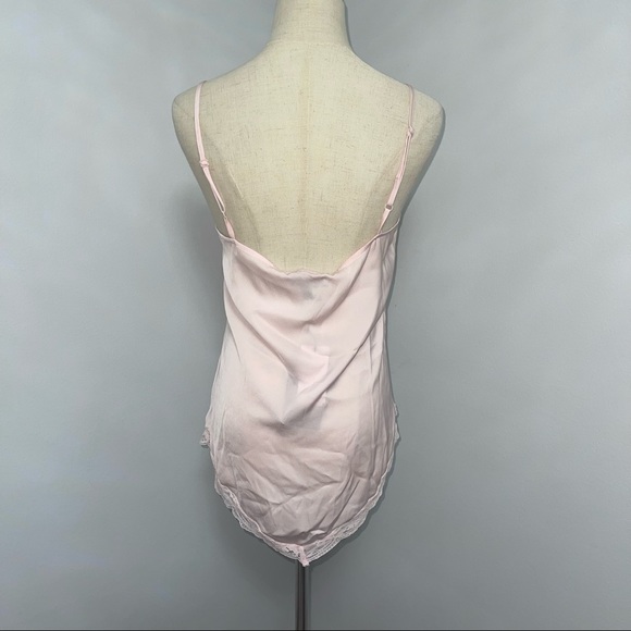 Highline Collective Baby Pink / Light Pink Floral Lace Detail Satin Tank New Tag - Picture 5 of 8